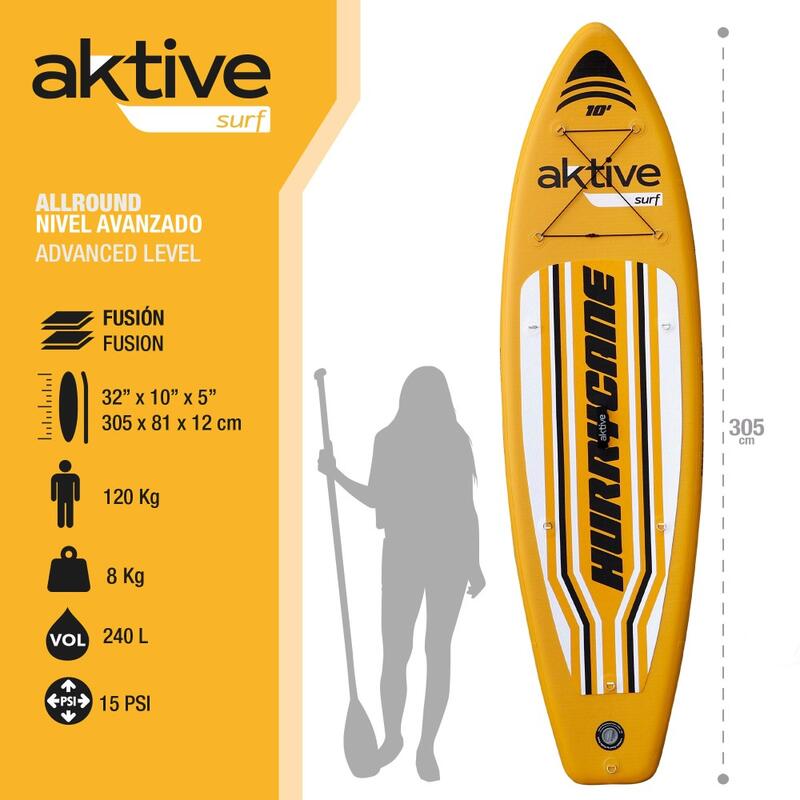 Planche de surf à pagaie gonflable niveau avancé 10'' Aktive