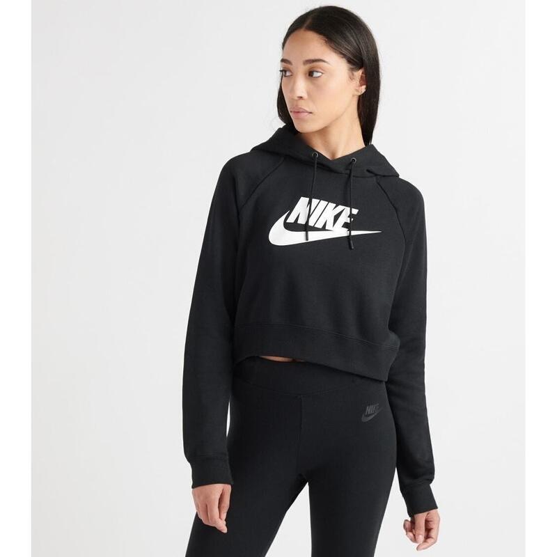 Capucha Nike Sportswear Essential Cropped, Negro, Mujer