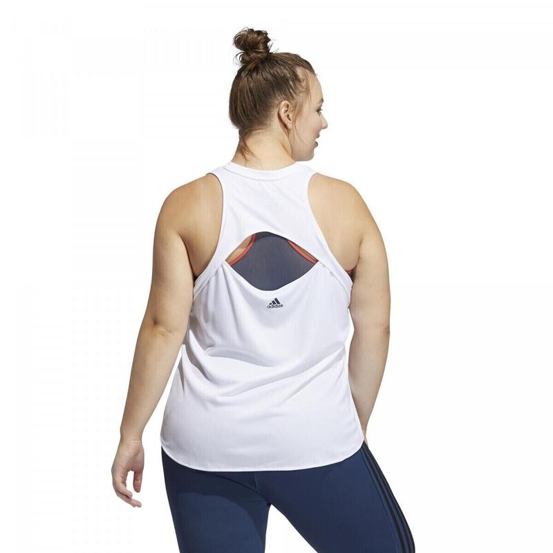 Camiseta adidas 3 Bar Logo Plus Size, Blanco, Mujer