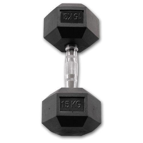 27.5 kg Hexa Rubber Dumbbell MEG - per 1 stuk - Zwart