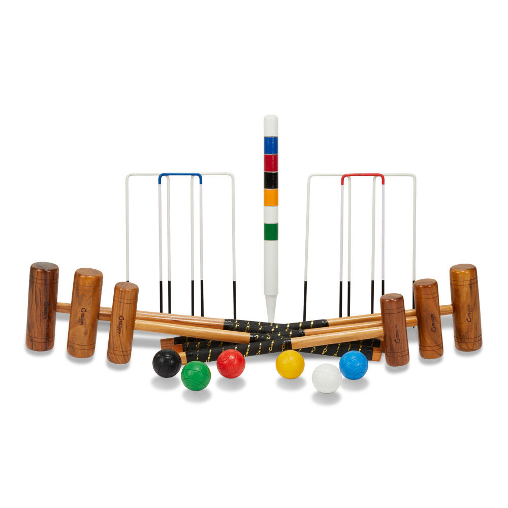 Family Croquet Set 6 Player, with Wooden Trolley 2/5