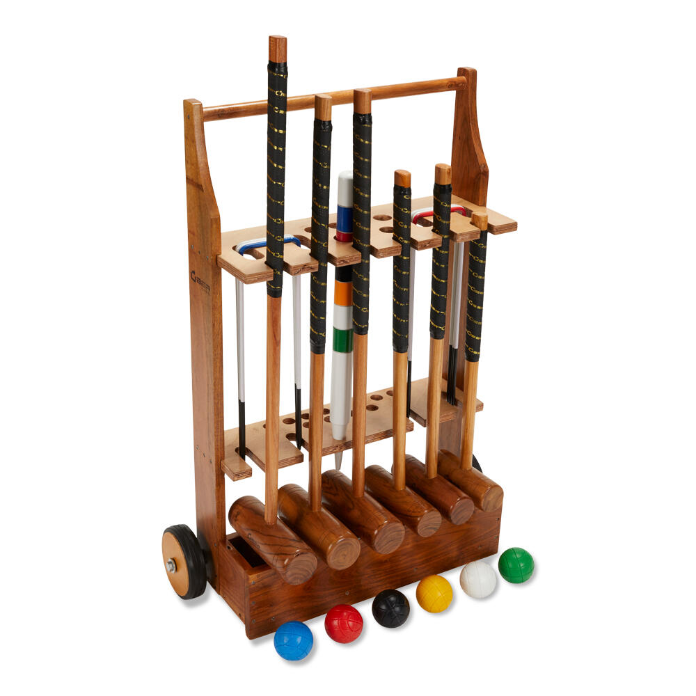 Family Croquet Set 6 Player, with Wooden Trolley 1/5