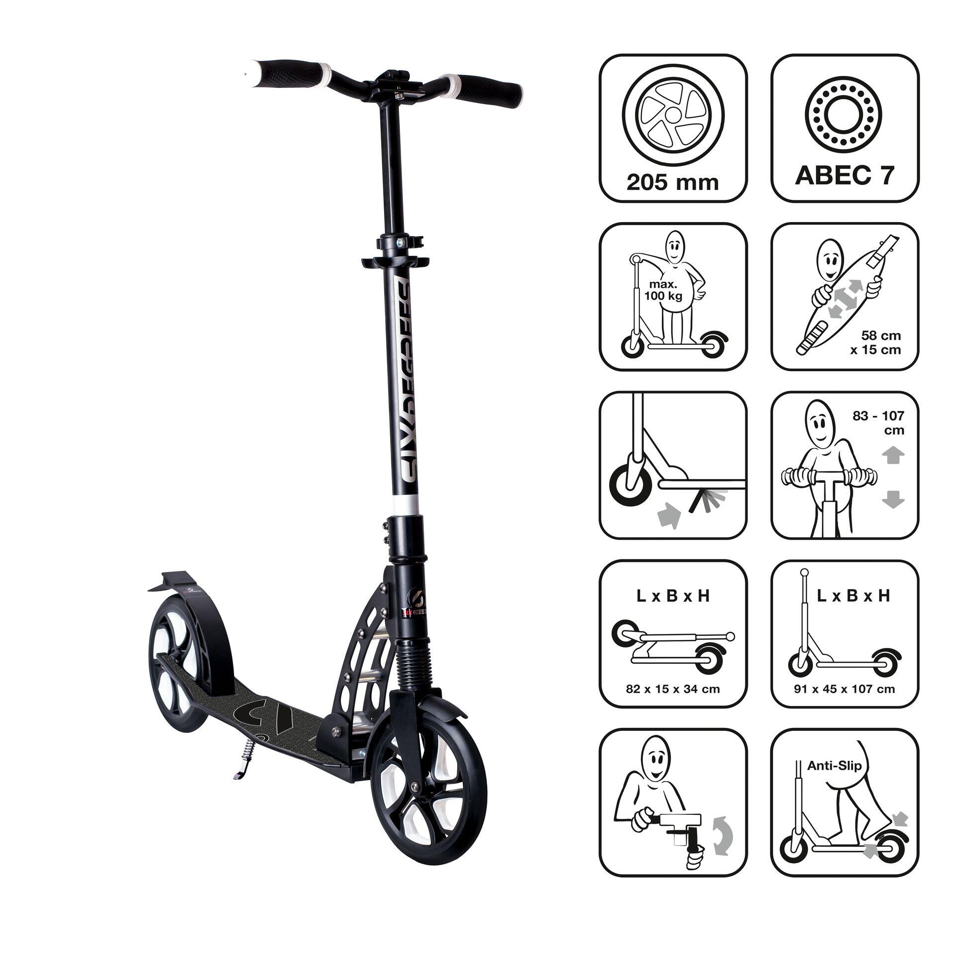 SIX DEGREES Kick Scooter with Suspension 205mm black 1/5