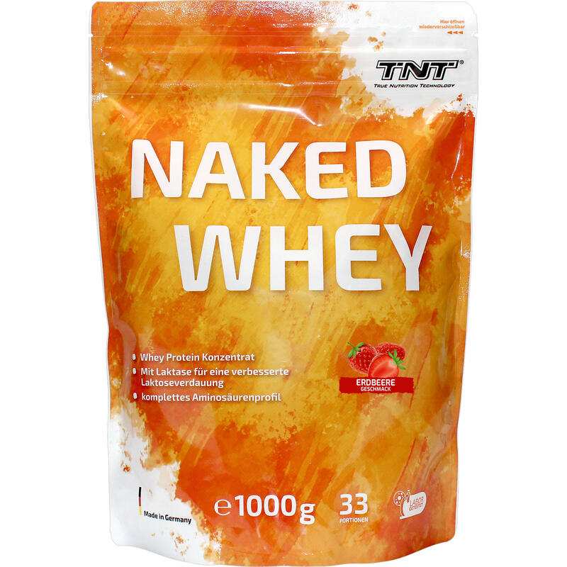 Naked Whey Protein - hoher Eiweißanteil, mit Laktase für bessere Verdauung