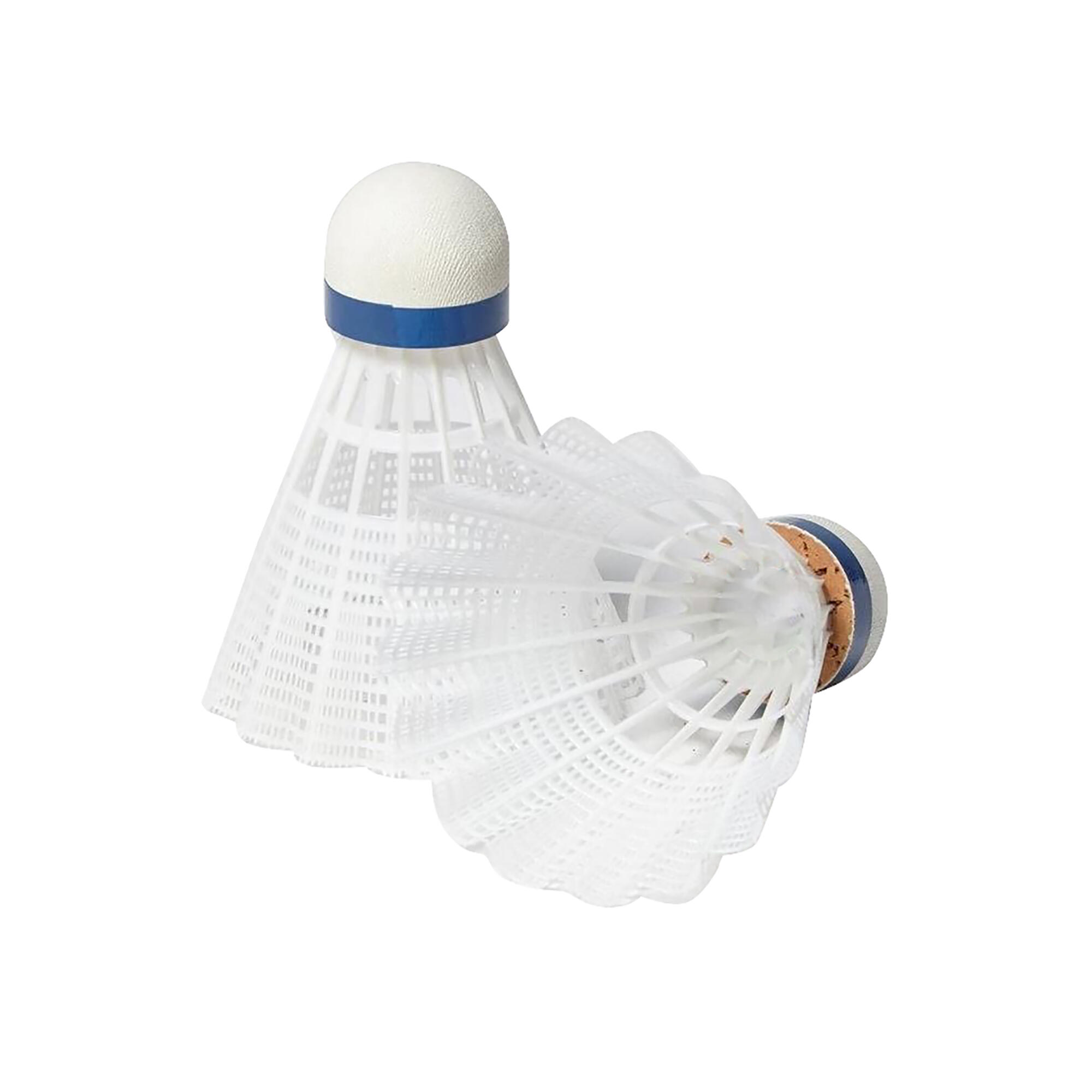 Mavis 300 Shuttlecock (Pack of 6) (White/Blue) 1/3