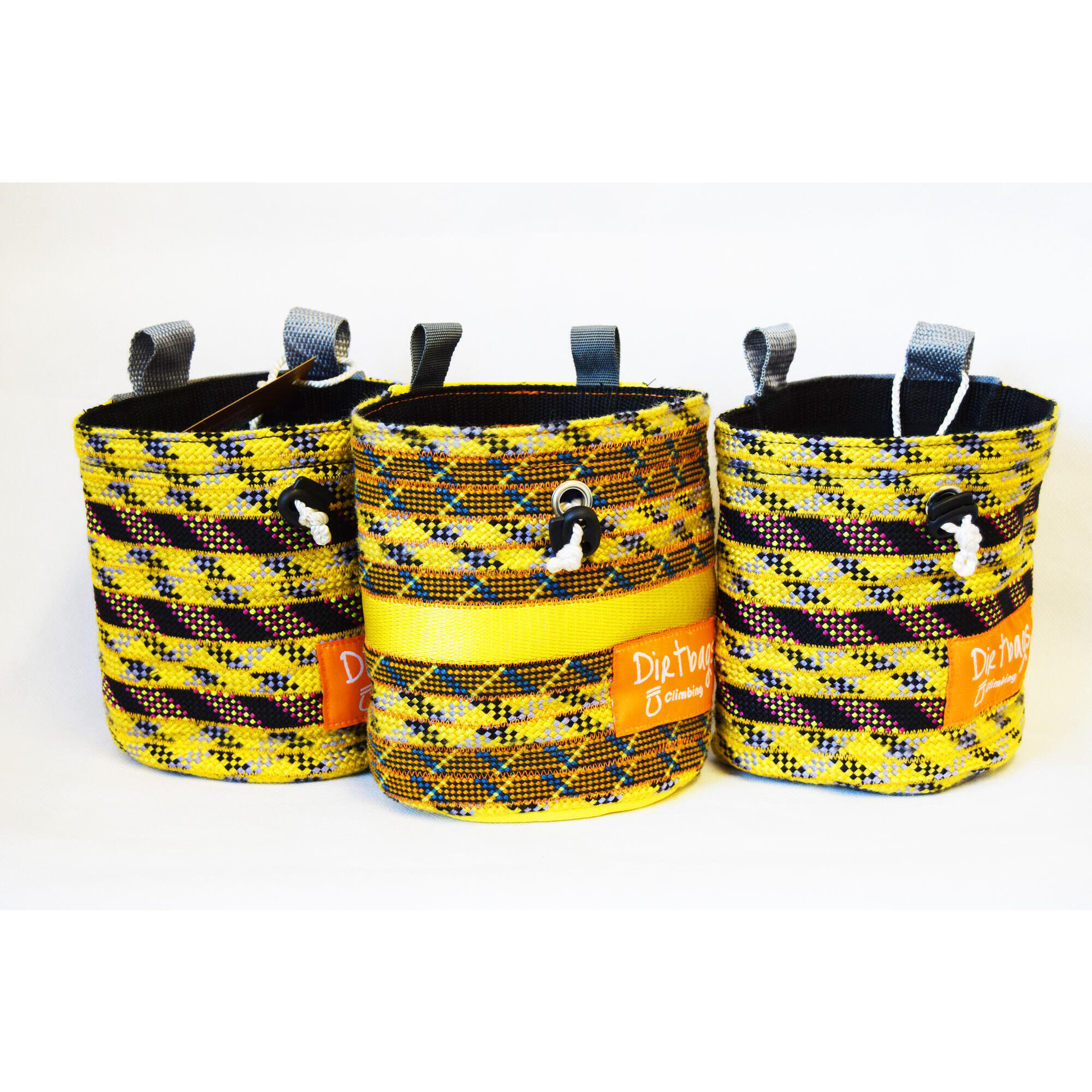 DIRTBAGS CLIMBING Recycled climbing rope chalk bag, made in the UK / Yellow