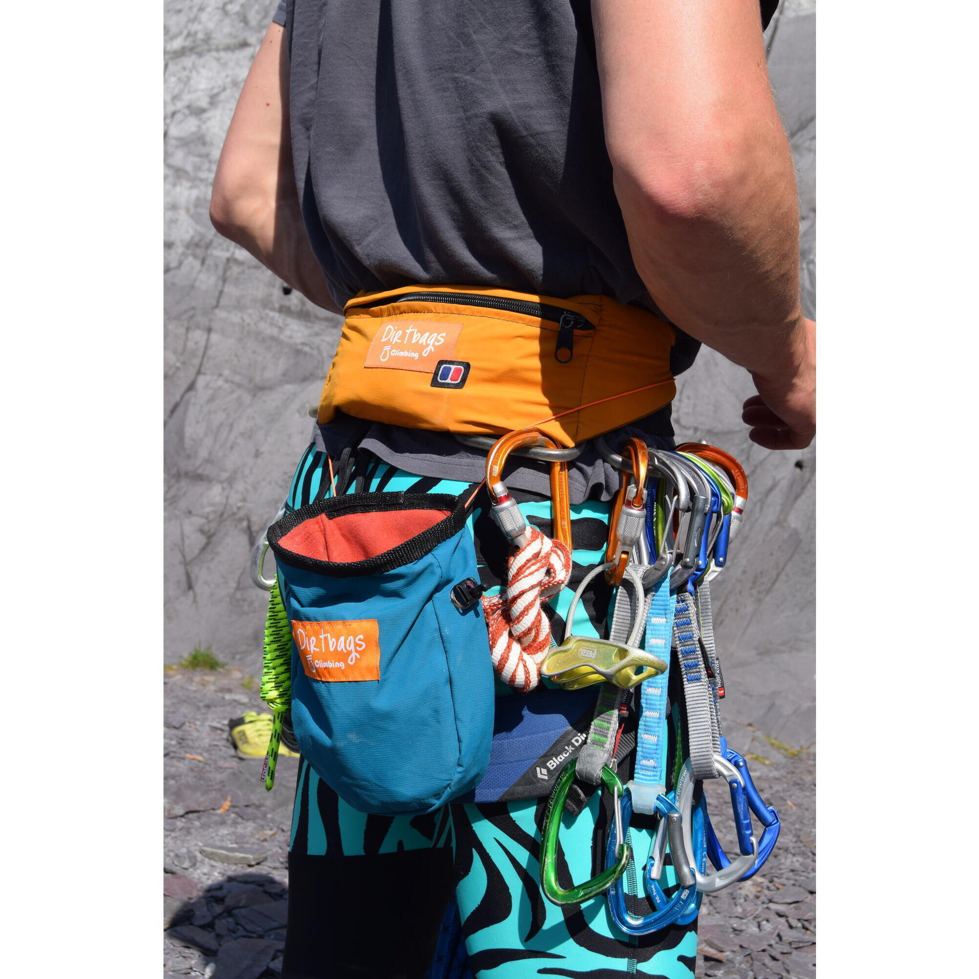 Upcycled fabric climbing chalk bag made in the UK 3/4
