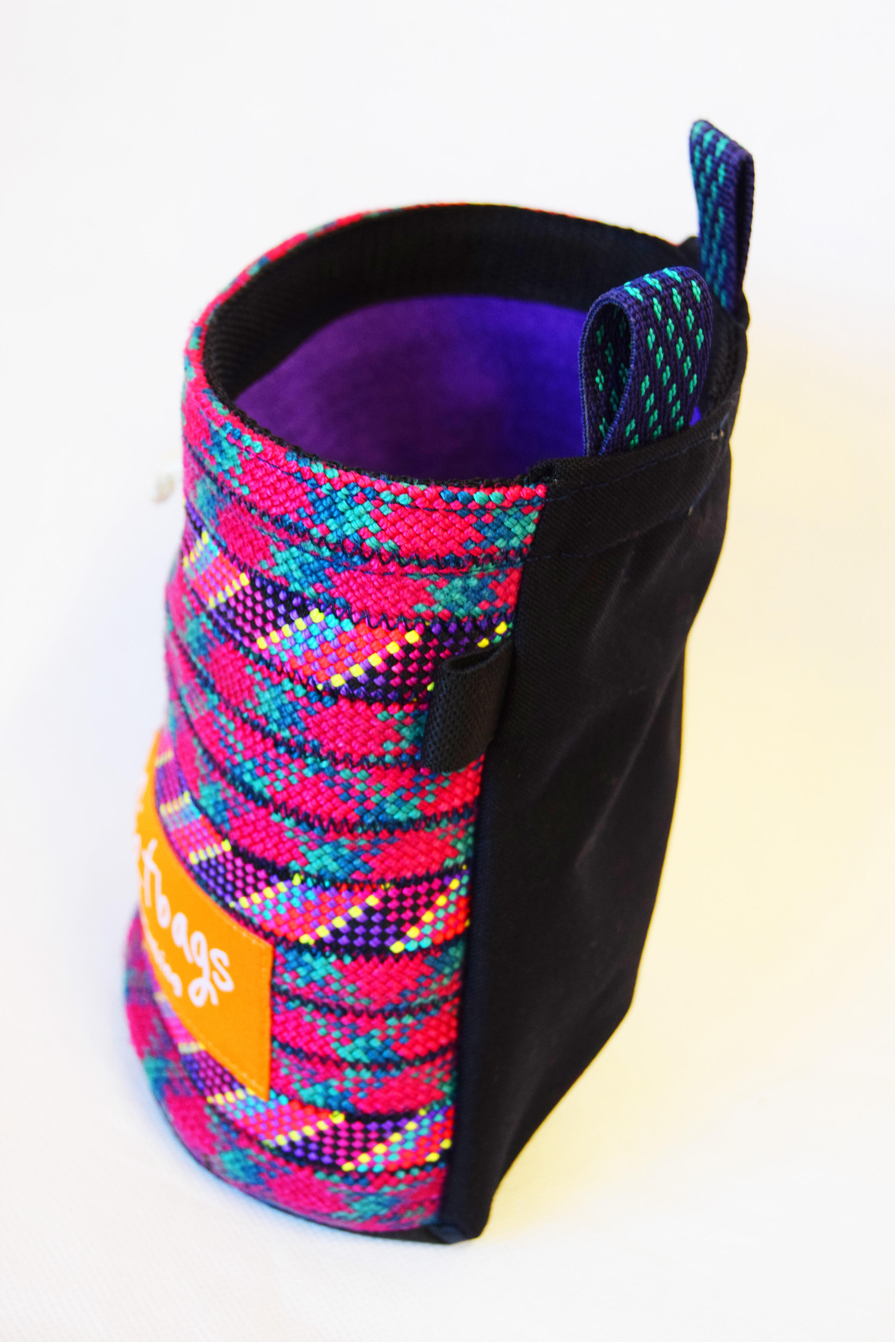 Recycled climbing rope chalk bag, made in the UK / Purple 3/4