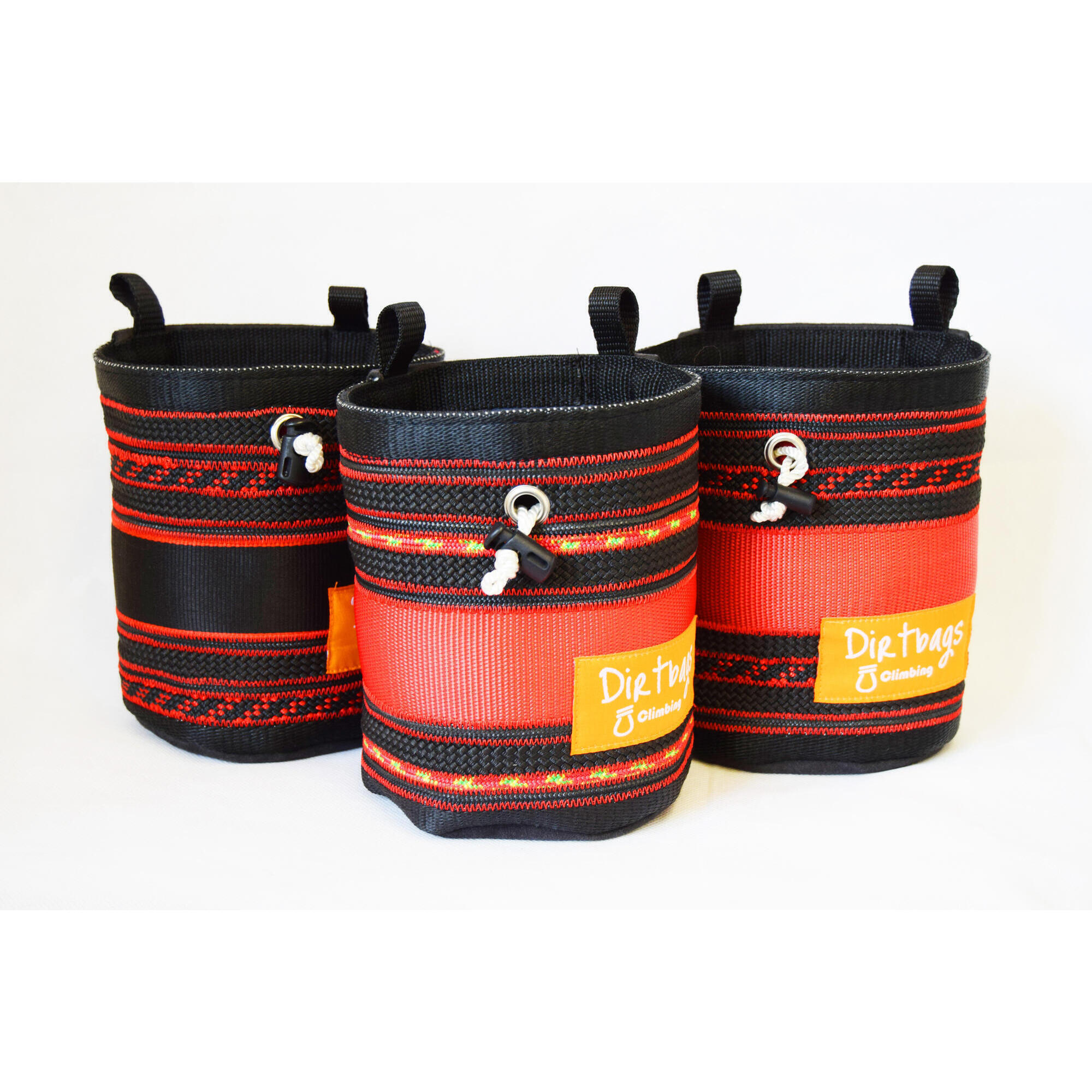 DIRTBAGS CLIMBING Recycled climbing rope chalk bag, made in the UK / Red