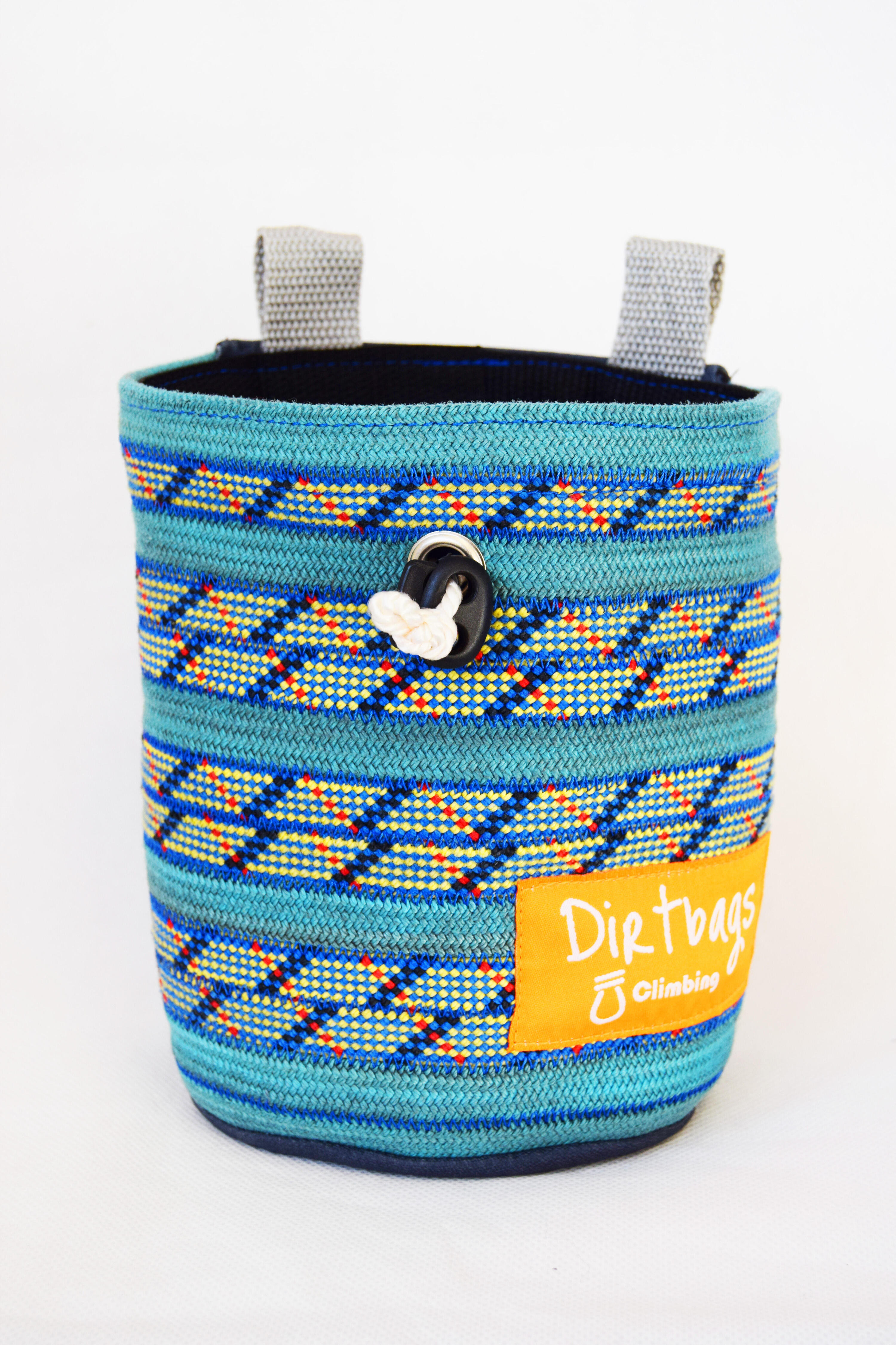 Recycled climbing rope chalk bag, made in the UK / Blue 2/4