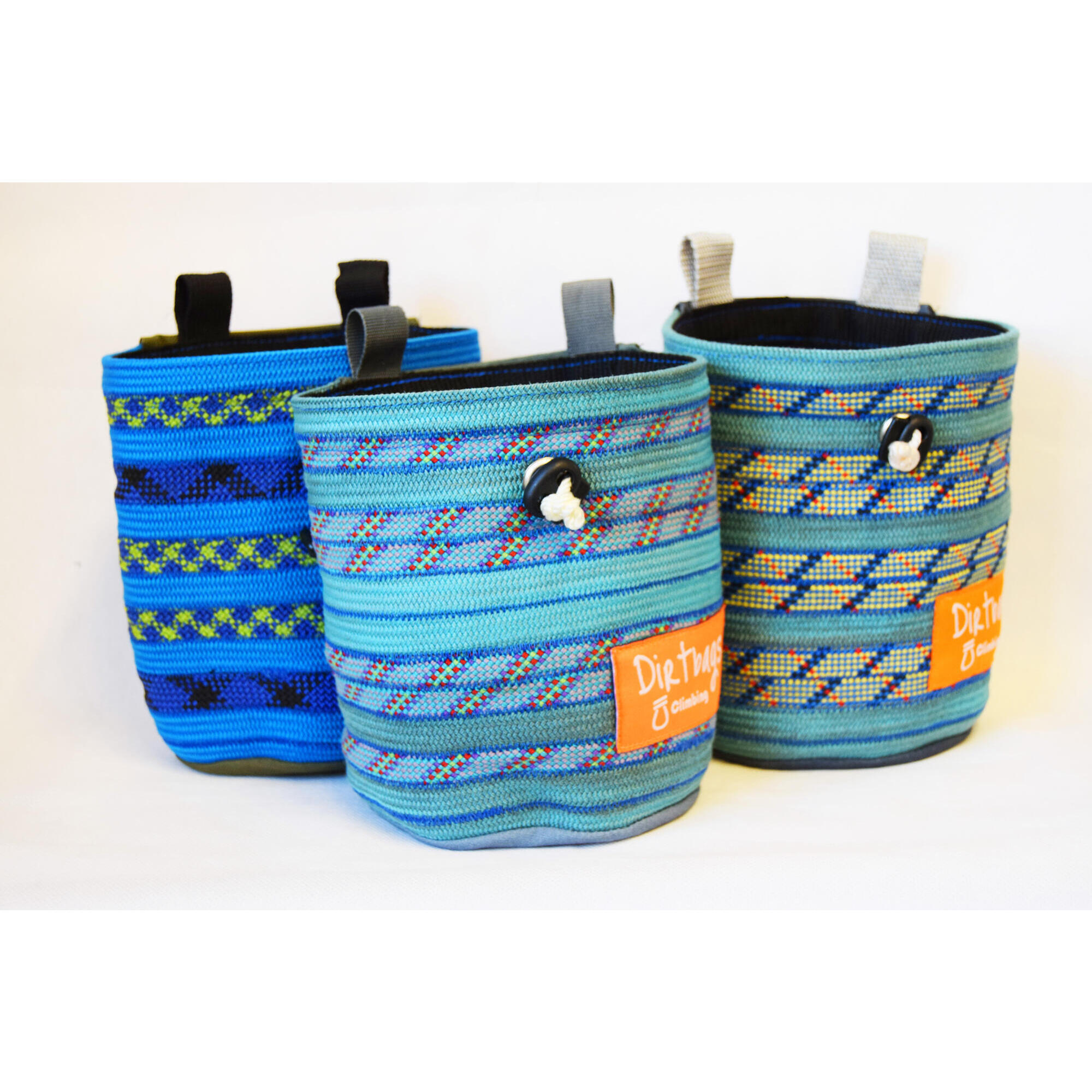 Recycled climbing rope chalk bag, made in the UK / Blue 1/4