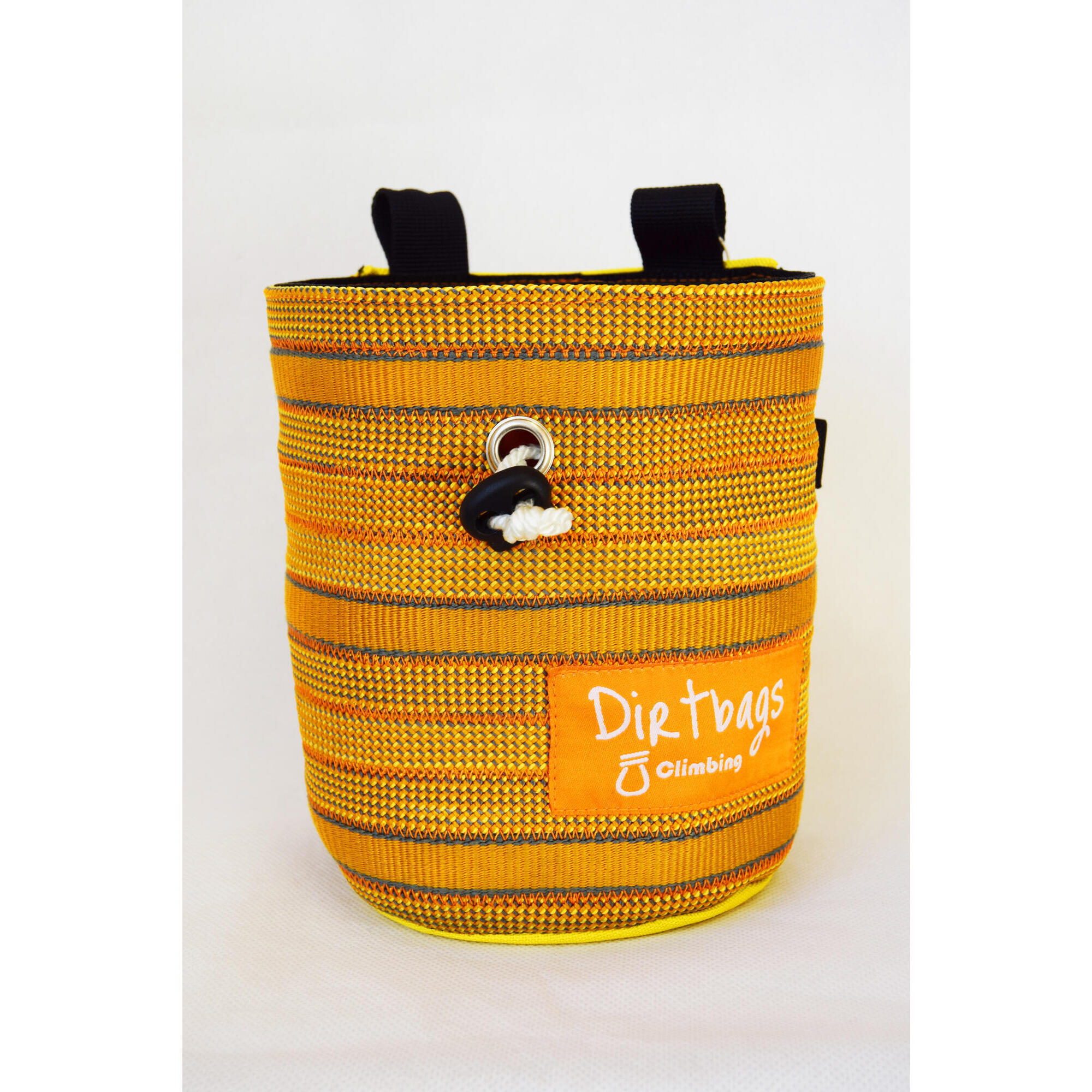 Recycled climbing rope chalk bag, made in the UK / Orange 2/4