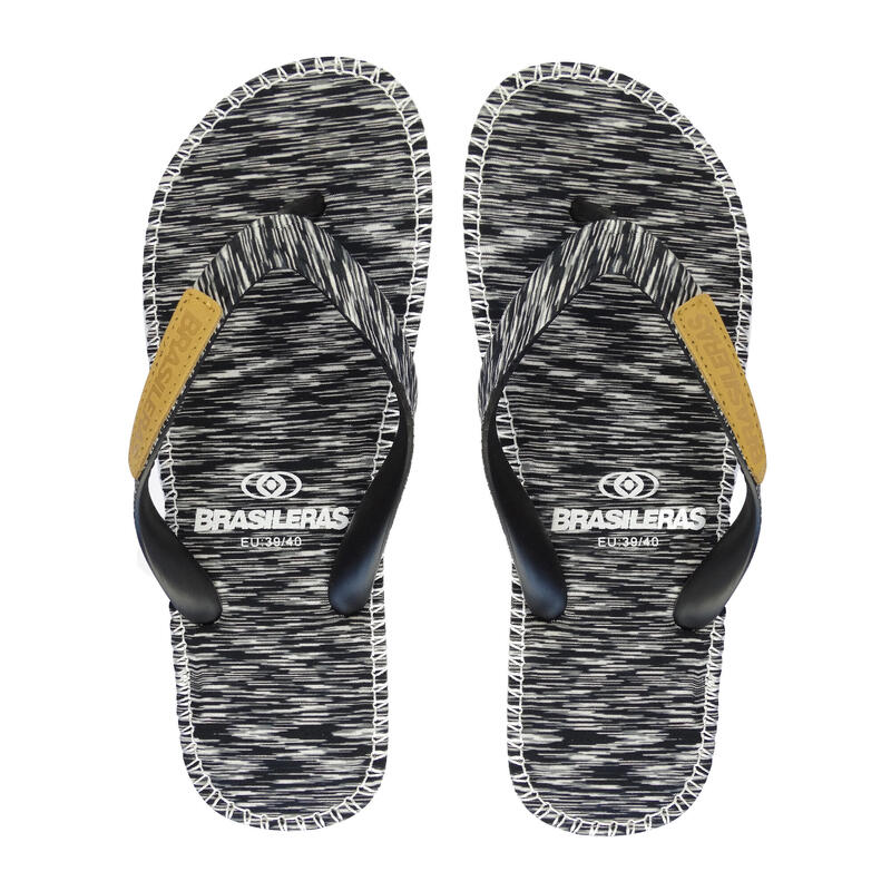 Schwarze Brasileras Unisex-Strand-Flip-Flops mit Gummisohle