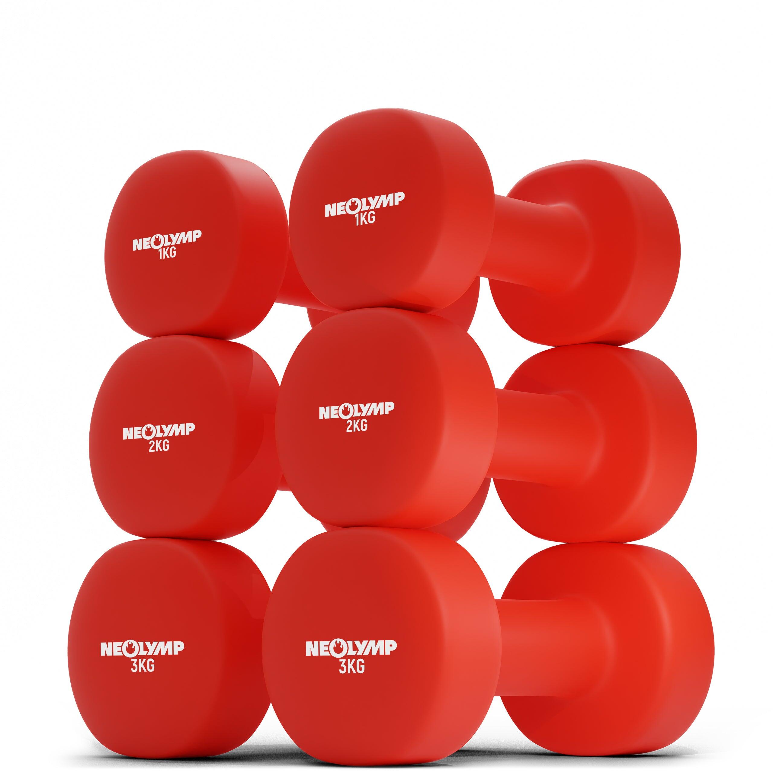 Neoprene dumbbells 2x 1-3KG (6 dumbbells) ND210 - red