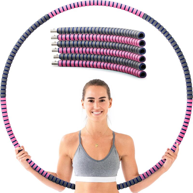 Cerchi Hula fitness, metallo ricoperto di schiuma, collegabili - rosa