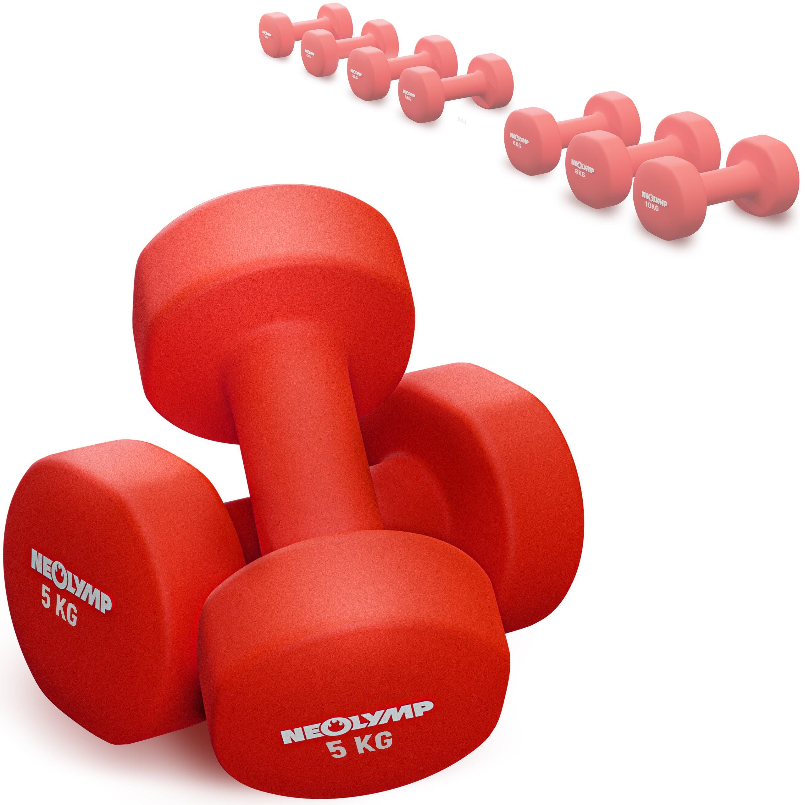 Dumbbells with neoprene coating - red 2x 5KG