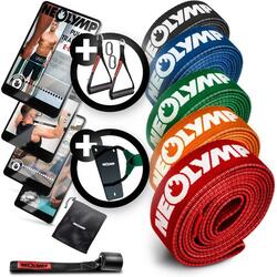 Bandes de fitness en tissu - set de 5 avec extension de poignée + ancrage mural