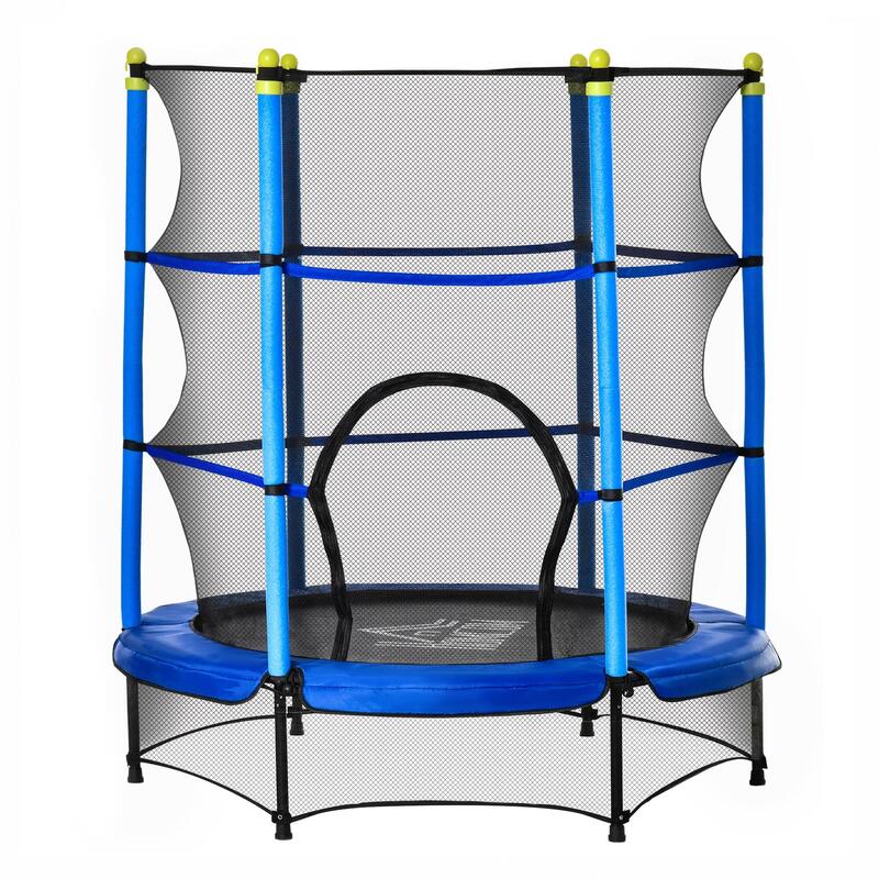 HOMCOM Tappeto Elastico per Bambini 3-6 Anni Trampolino con Rete Φ140cm Blu