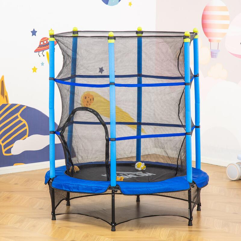 HOMCOM Tappeto Elastico per Bambini 3-6 Anni Trampolino con Rete Φ140cm Blu