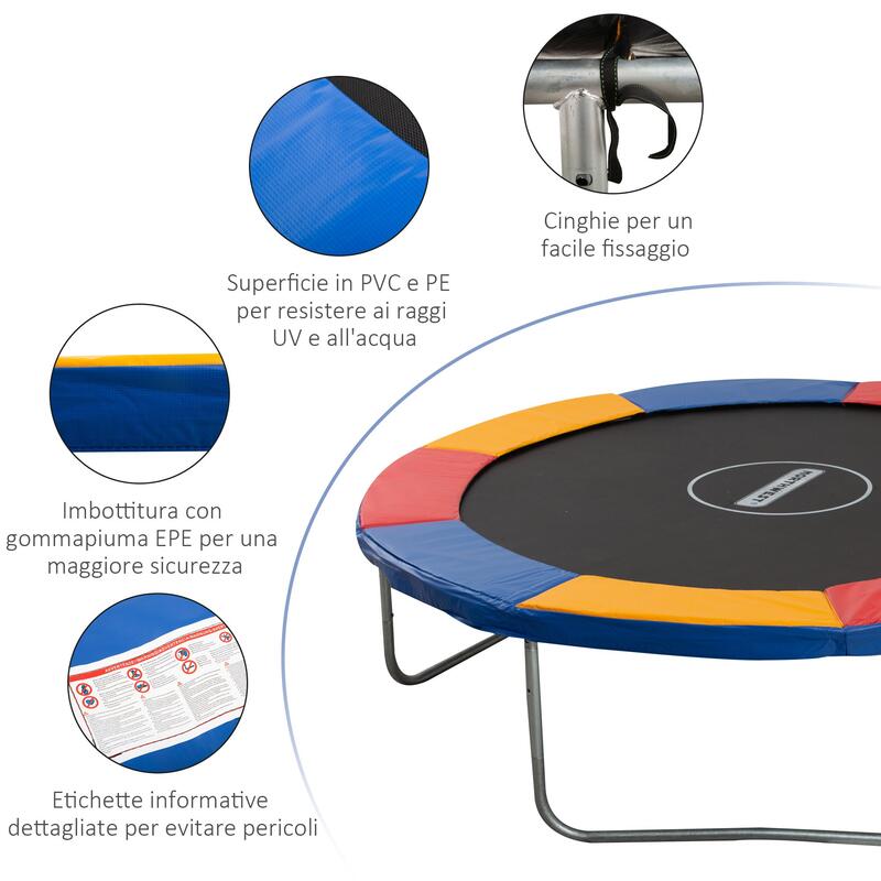 HOMCOM Bordo di Protezione Trampolino Elastico Imbottita con Copertura in PVC