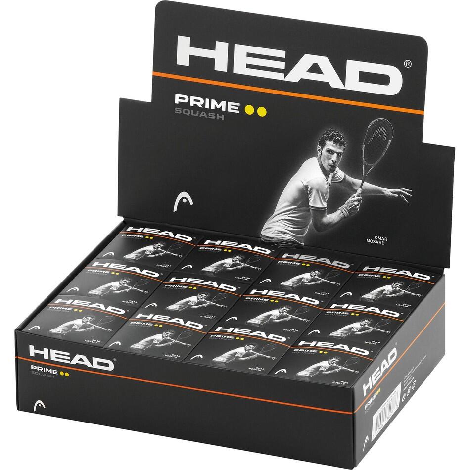 HEAD Prime Double Dot Squash Balls (Pack of 12) (Black)