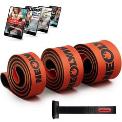 Resistance Band (set van 3 pro) - weerstandsbanden, fitnessbanden + e-book