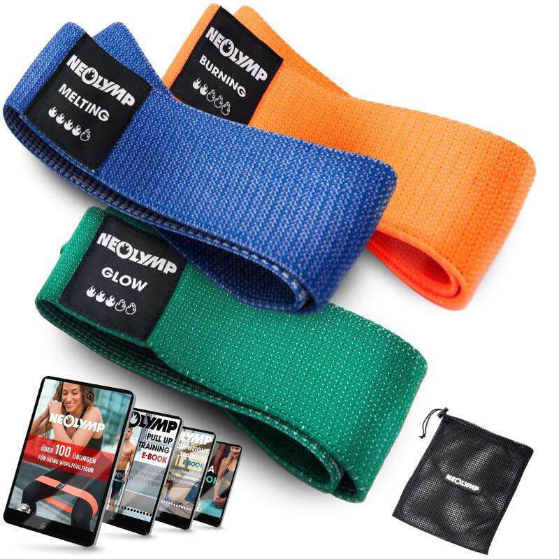 Kurze Fitnessbänder – 3er Set Hautfreundliche Mini Bands, robuste mobility Bands