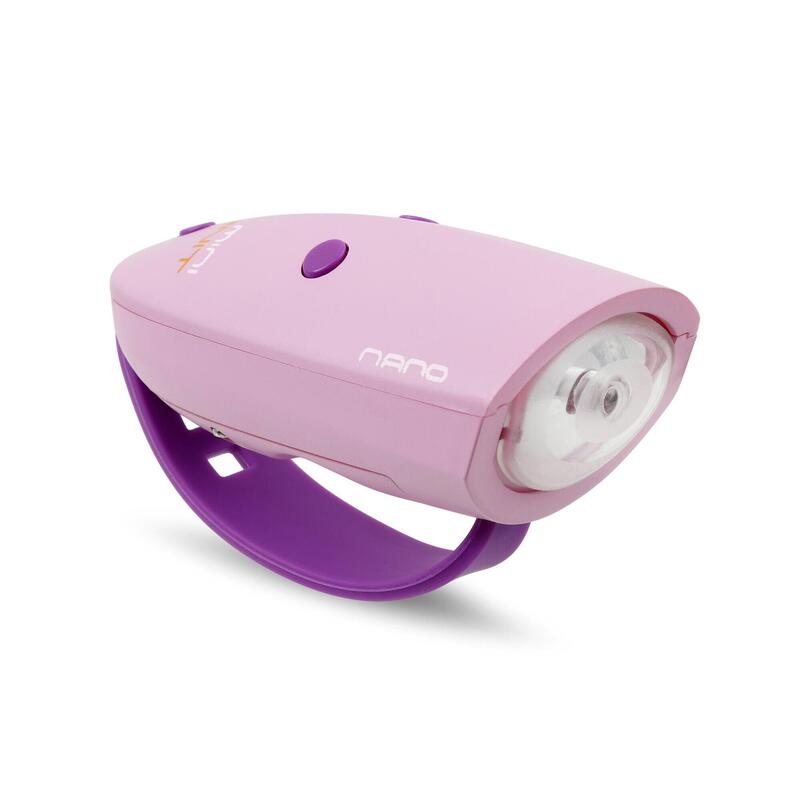luz + campainha bicicleta Mini Hornit Nano rosa / violeta