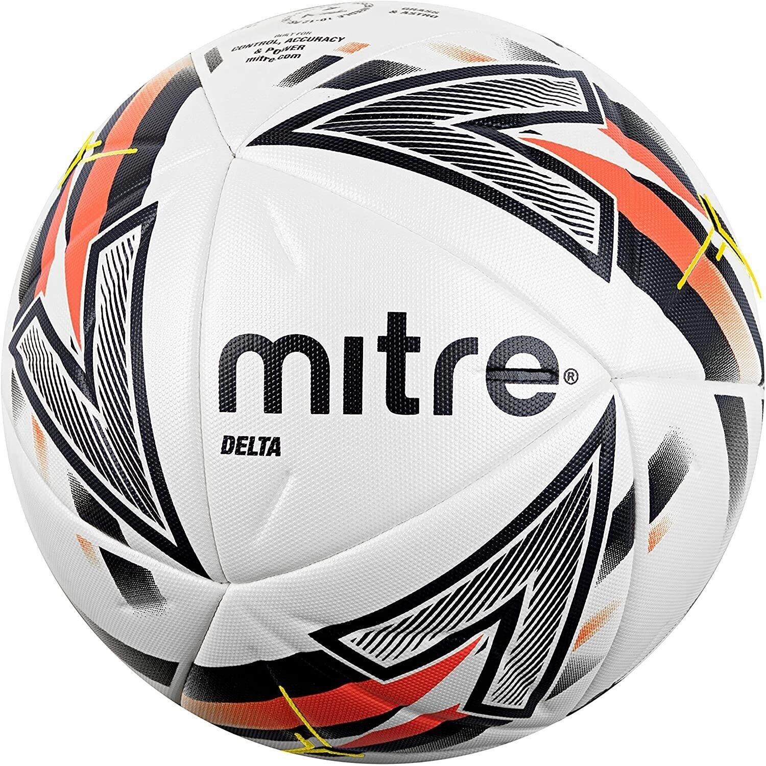 MITRE Delta One Match Football (White/Black/Orange)