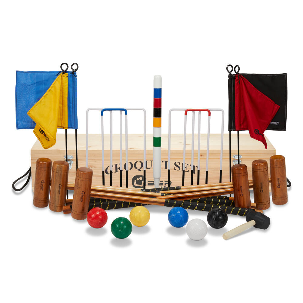 Garden Croquet Set 6 Player, with Wooden Box 1/5