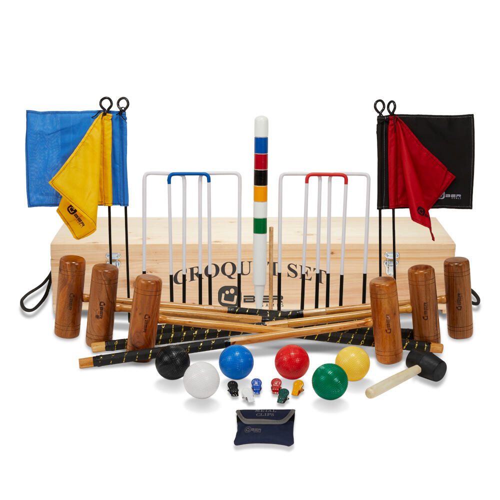 UBER GAMES Pro Croquet Set 6 Player, with Wooden Box