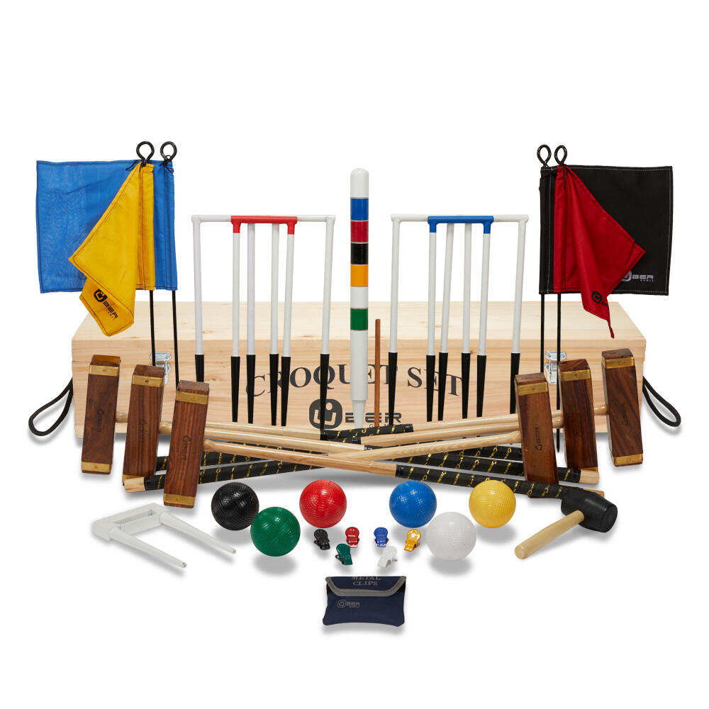 Championship Croquet Set 6 Player, with Wooden Box 1/5