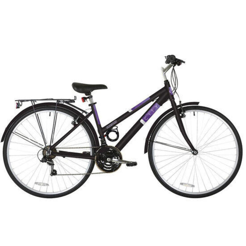 Freespirit City Urban Equipped Hybrid Bike, 700c/15In - Black/Purple