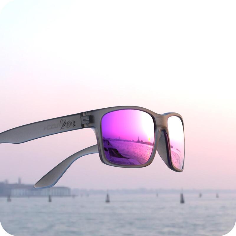 OVO™ Polarized Sunglasses (Frame in Grey) - Purple/Grey