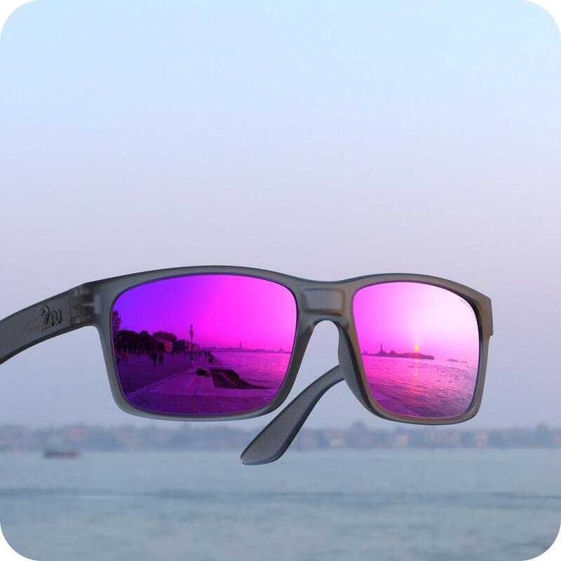 OVO™ Polarized Sunglasses (Frame in Grey) - Purple/Grey