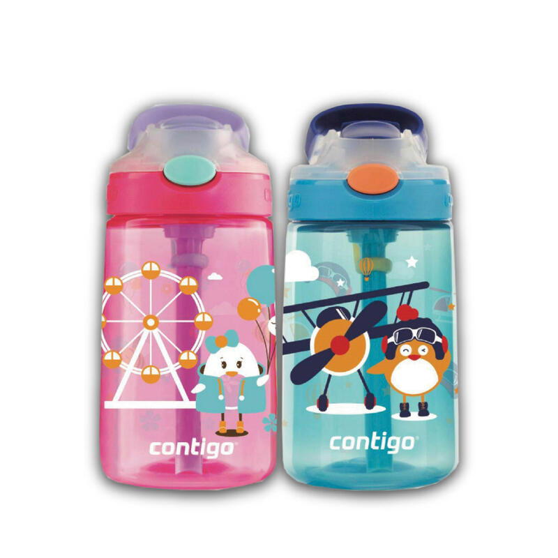 Gizmo Autospout小發明家兒童吸管杯套裝 (PP) 14oz (410ml) - 藍色、粉紅色