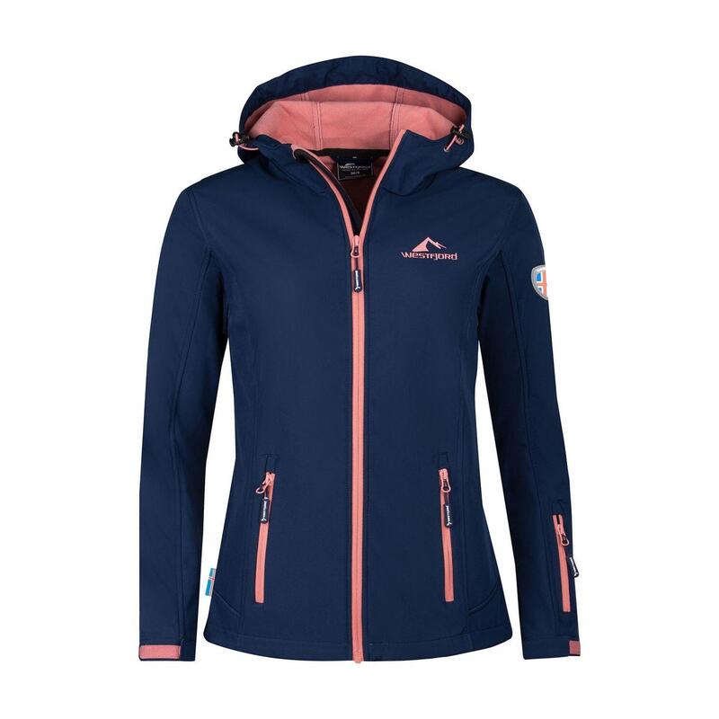 Damen Softshell Jacke Eldfjall Marineblau/Rot