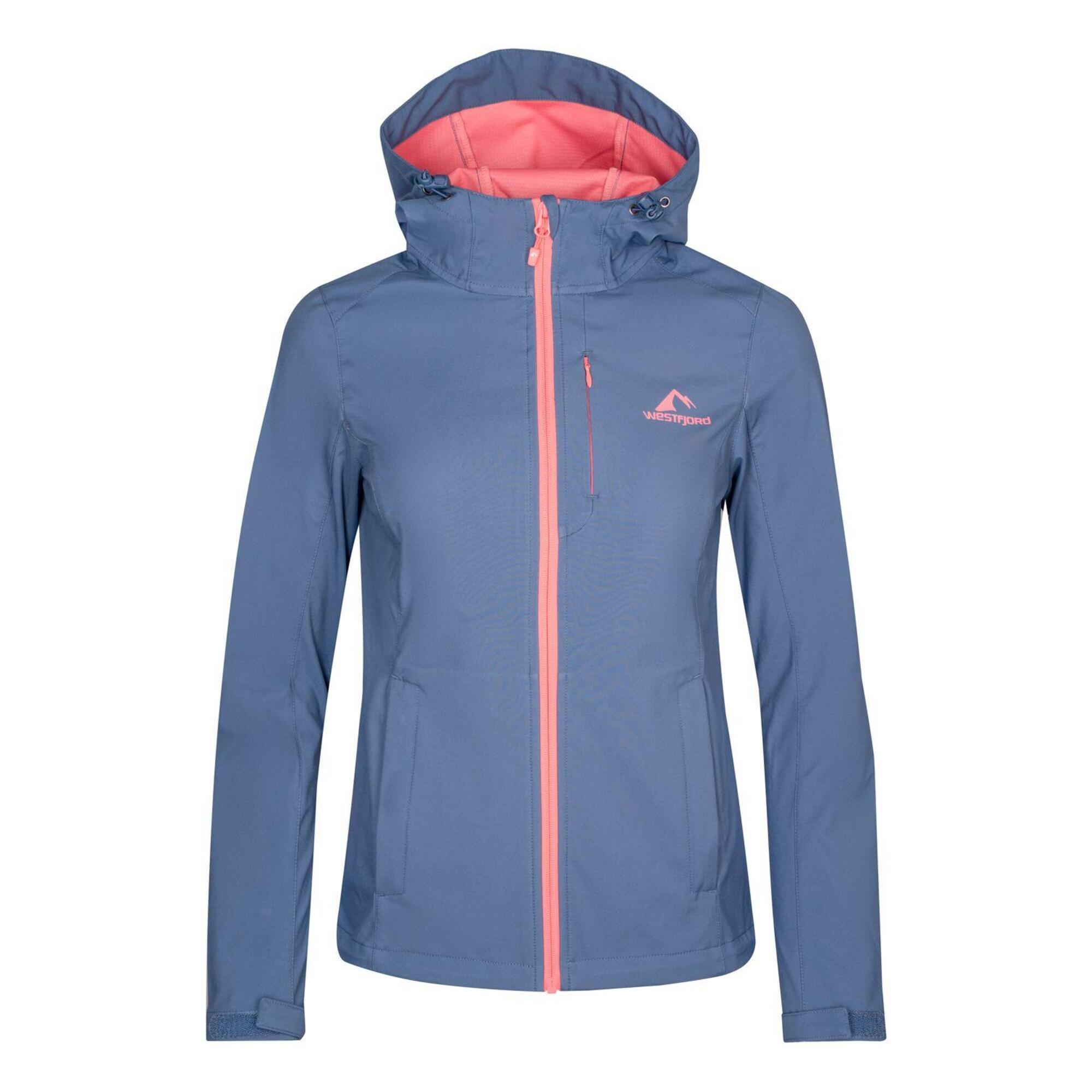 Skogar women's softshell jacket cliff blue/pink