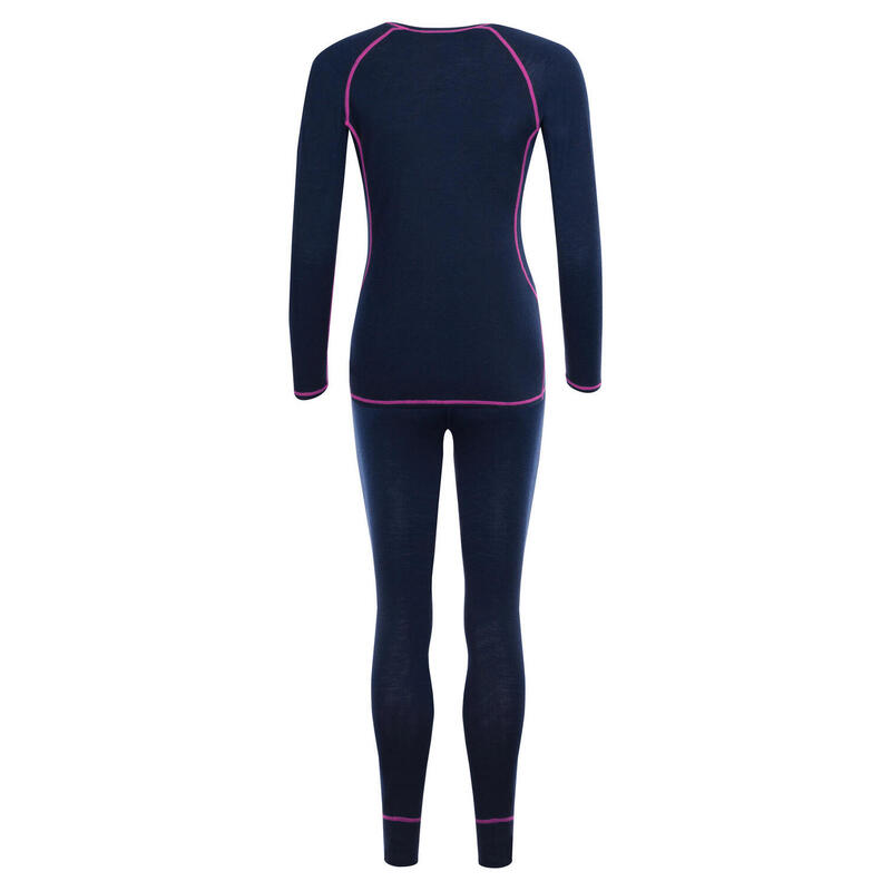 Damen Funktionsunterwäsche Set Merino Marineblau / Magenta