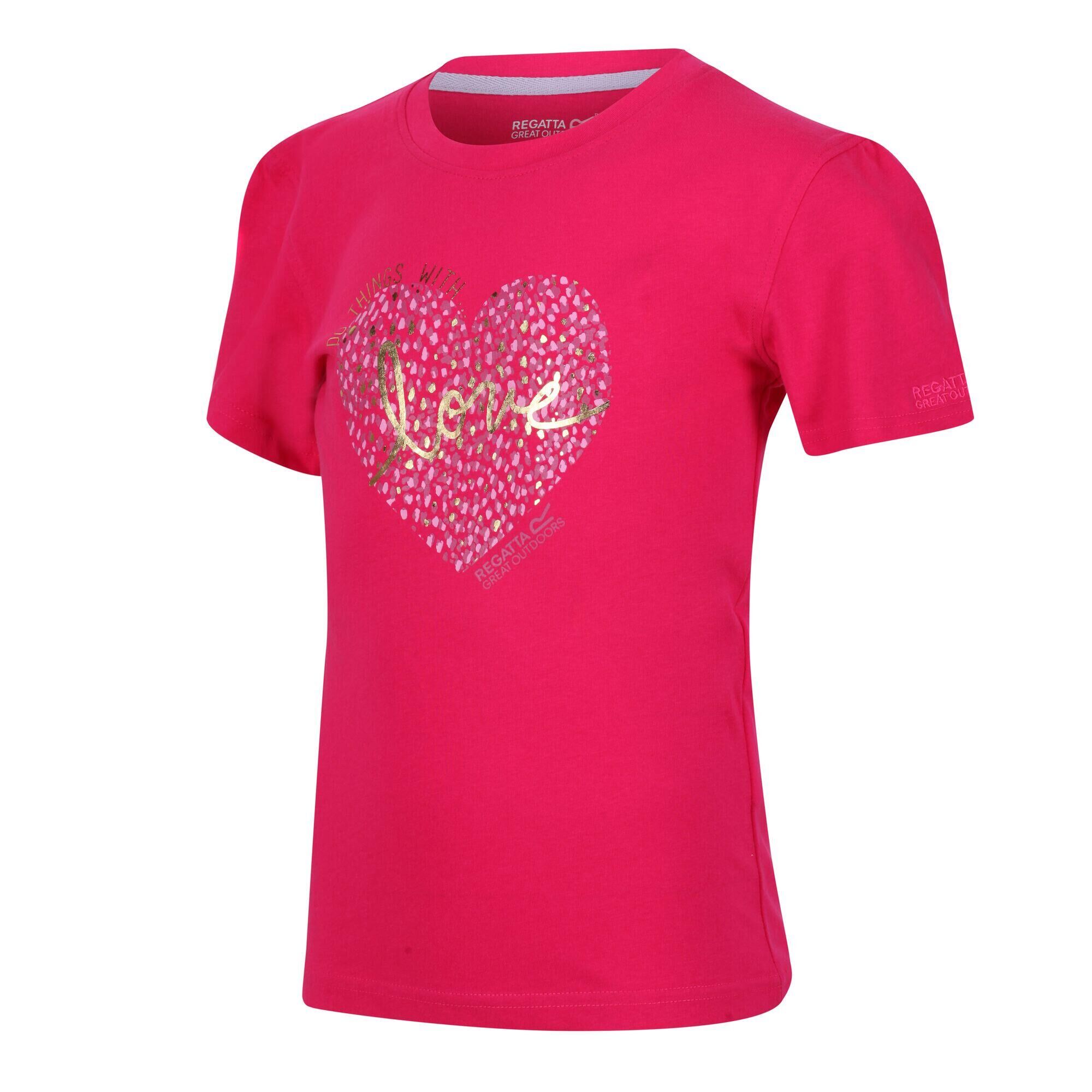 REGATTA Bosley V Kids Walking Short Sleeve T-Shirt - Pink