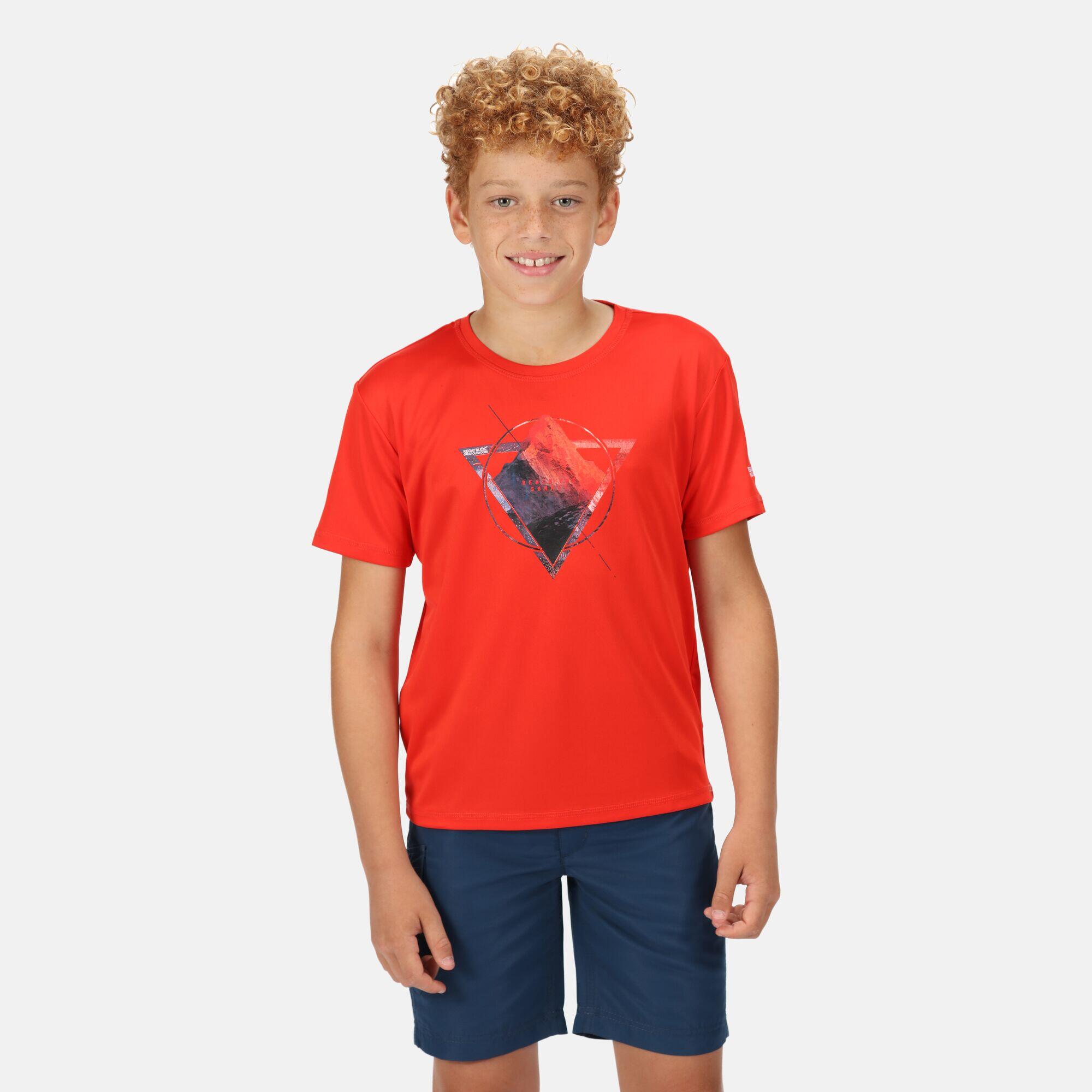 REGATTA Alvarado VI Kids Walking Short Sleeve T-Shirt - Fiery Red