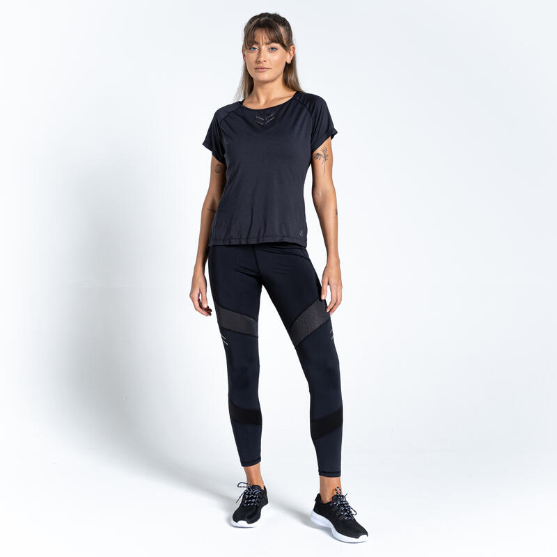 Cyrstallize T-shirt de fitness à manches courtes pour femme - Noir