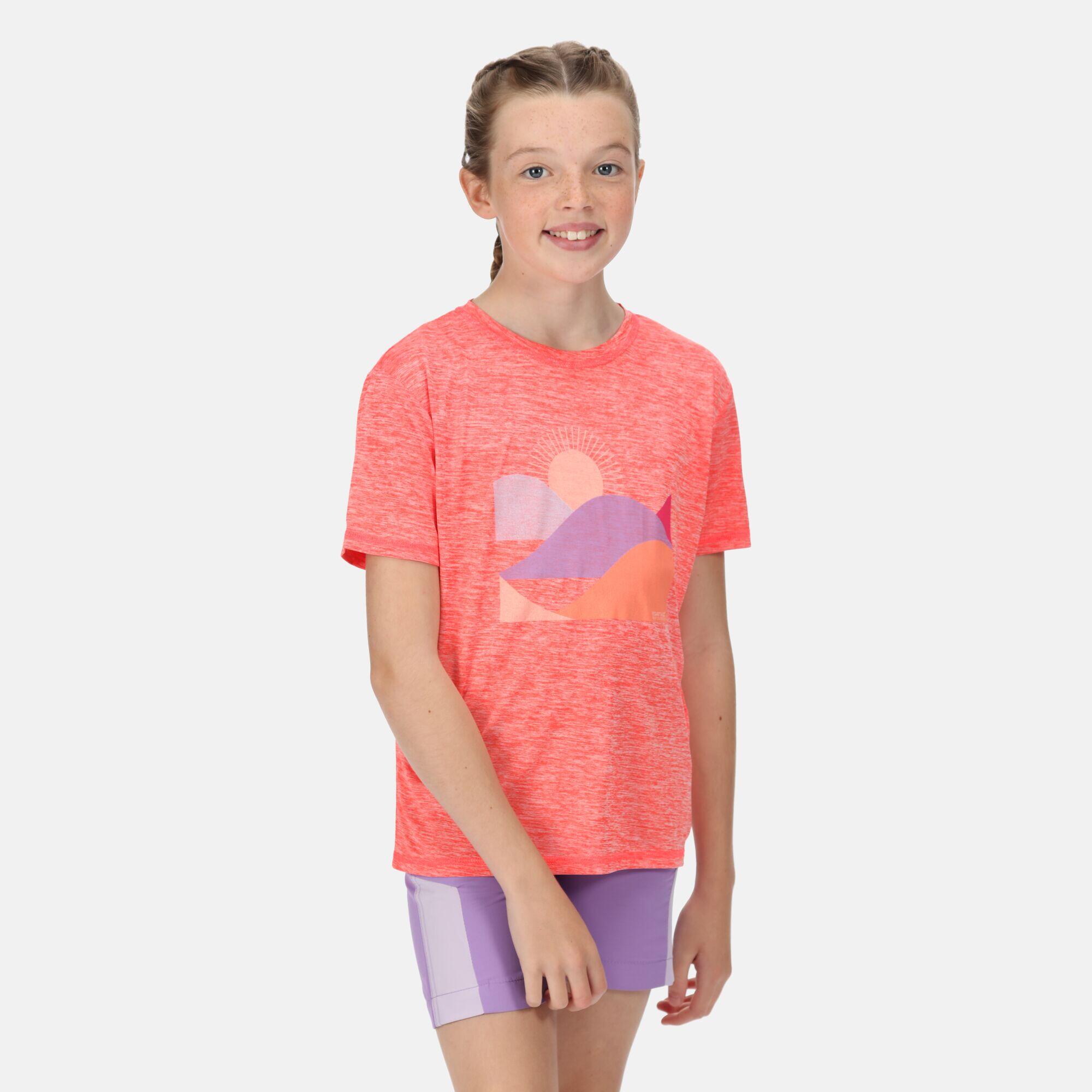 REGATTA Alvarado VI Kids Walking Short Sleeve T-Shirt - Neon Peach