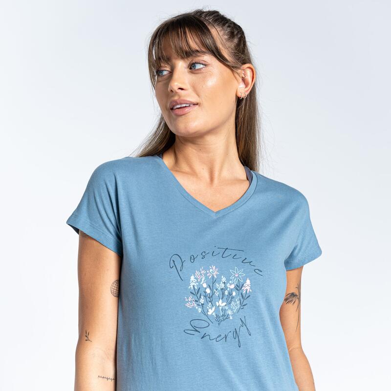Moments II T-shirt de fitness à manches courtes pour femme - Bleu