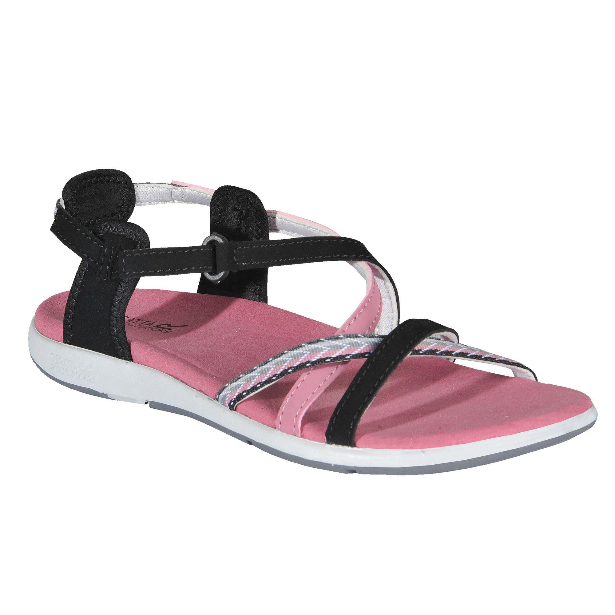 Lady Santa Roma Women's Walking Strap Sandals - Black / Pink 1/5