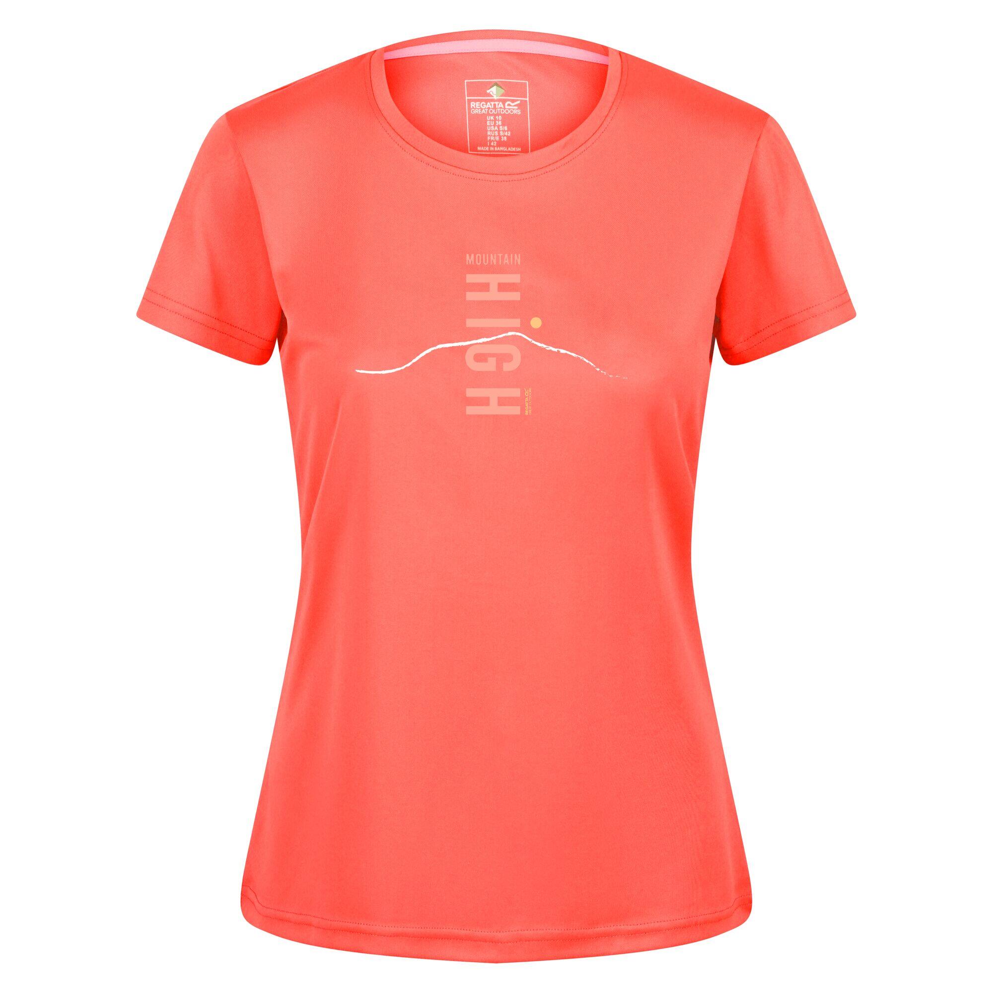 Womens/Ladies Fingal VI Mountain TShirt (Neon Peach) 1/5