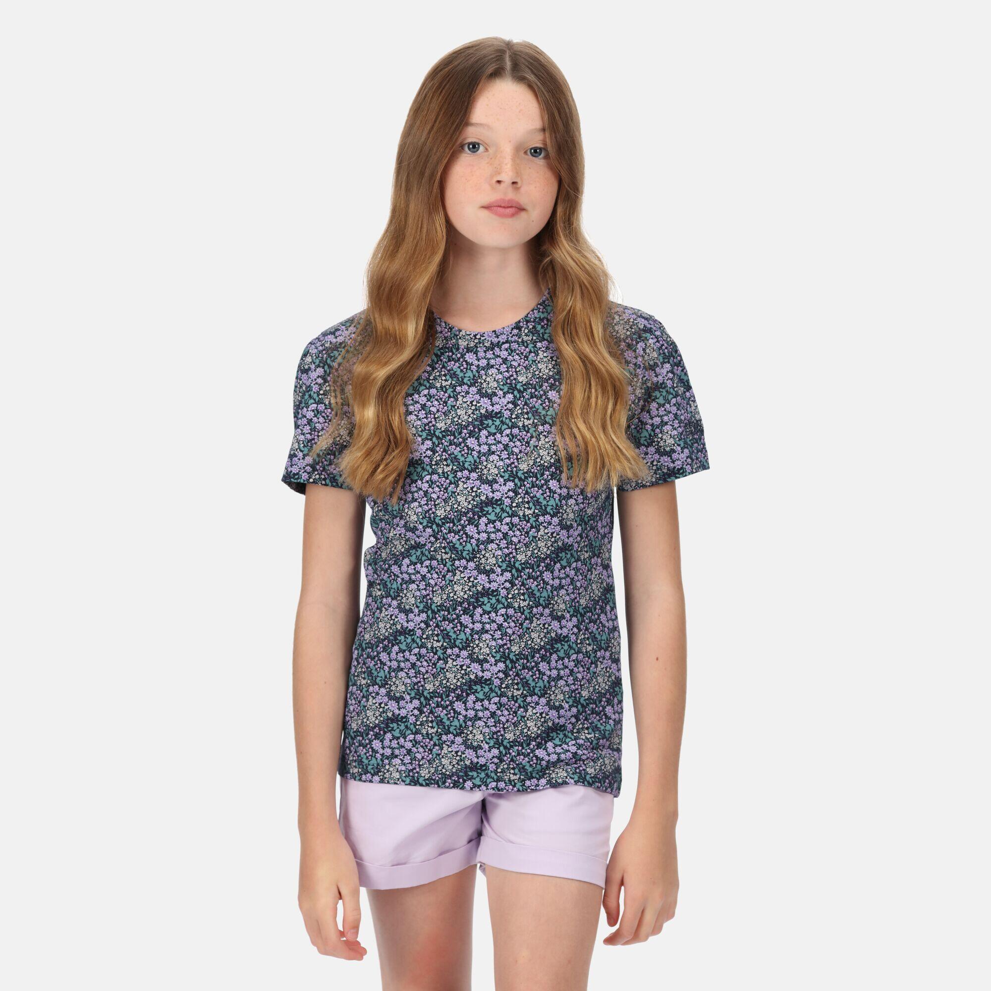 Bosley V Kids Walking Short Sleeve T-Shirt - Navy Ditsy Floral 1/5