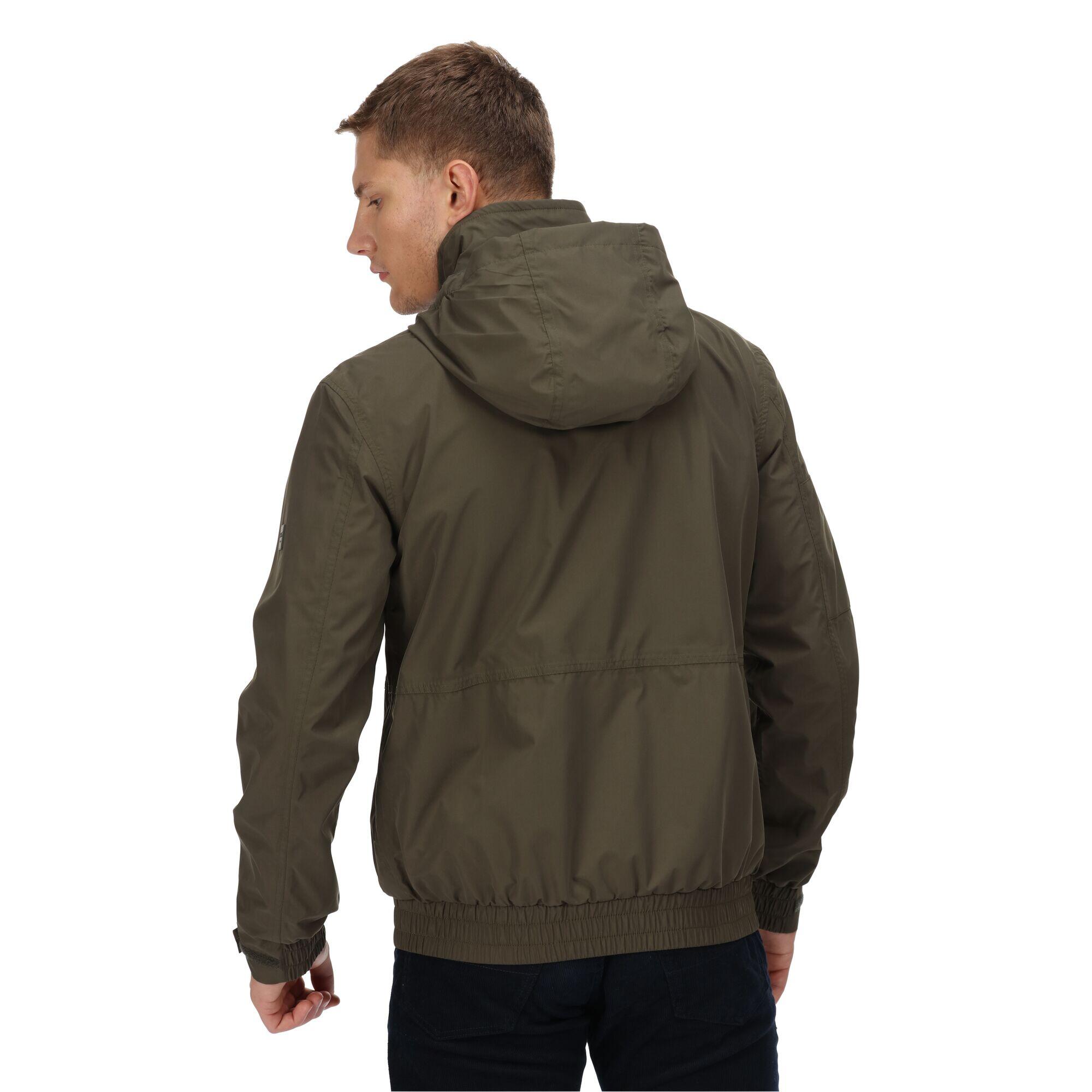 Mens Feelding Linear Waterproof Bomber Jacket (Dark Khaki) 4/5