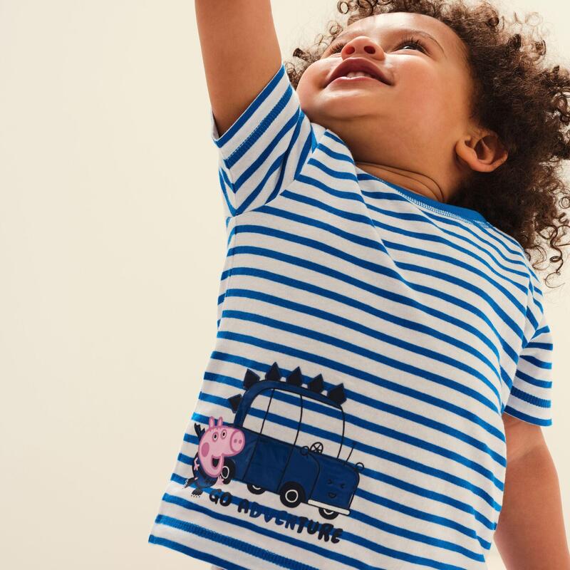 Peppa Stripe Kurzärmeliges Walkingshirt für Kinder - Blau