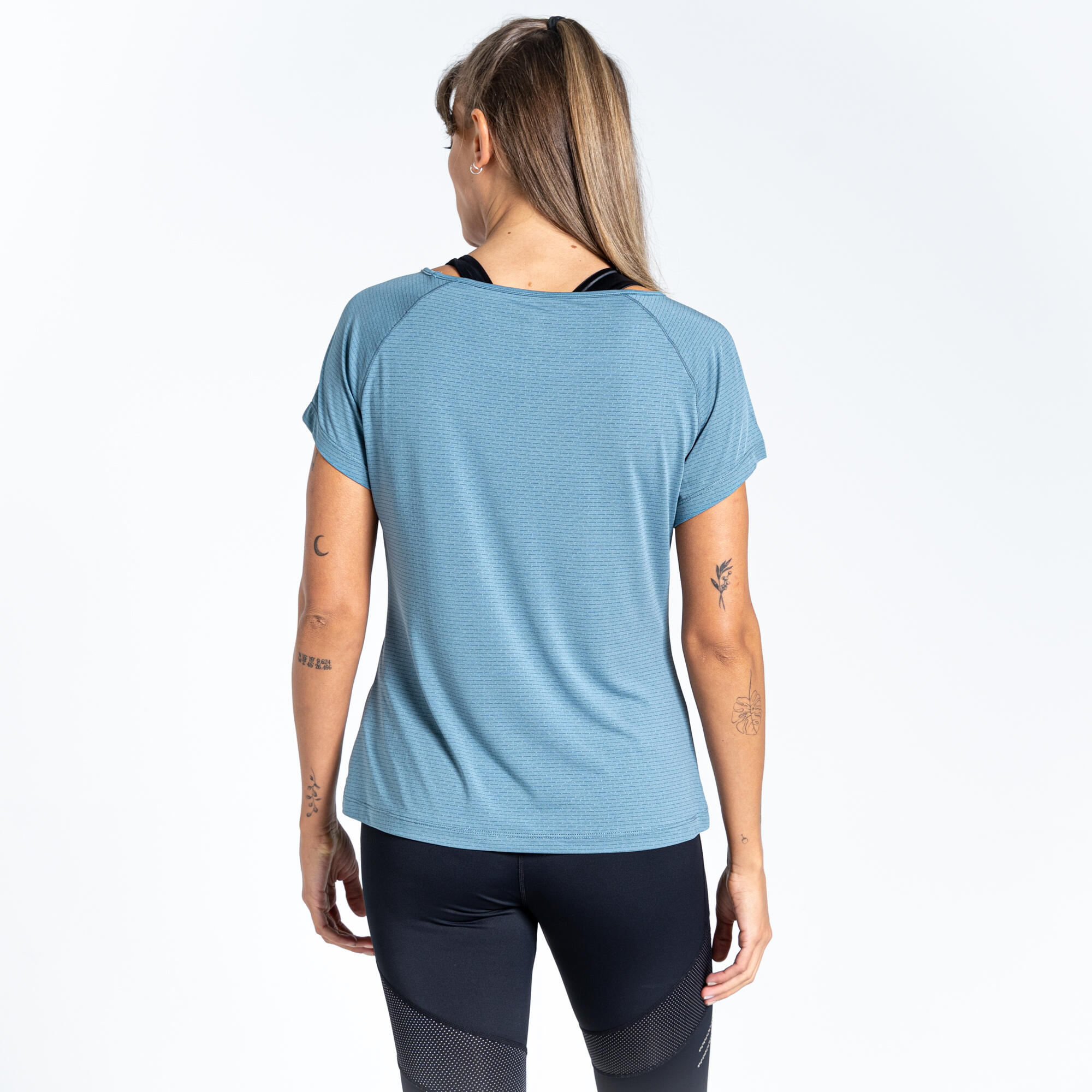 Cyrstallize Women's Fitness Short Sleeve T-Shirt - Blue Stone 3/5